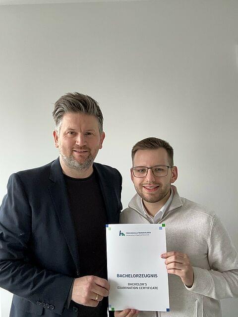 Prof. Dr. Lutz Göcke und Laurin Müller (©Hochschule Nordhausen)