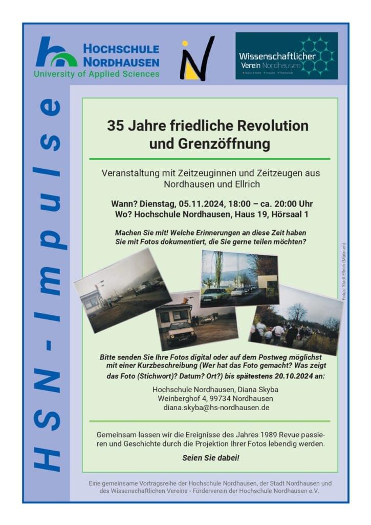 Plakat zur Impulse-Veranstaltung „35 Jahre friedliche Revolution und Grenzöffnung“