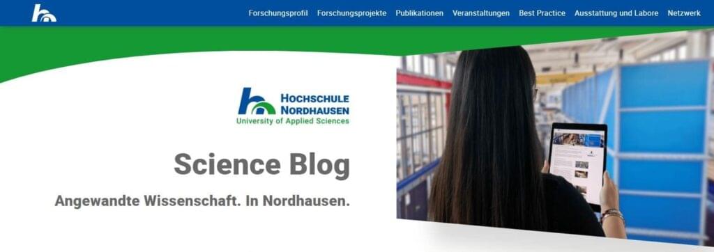 Screenshot der Startseite des Science-Blogs der HSN vom 17. Oktober 2024